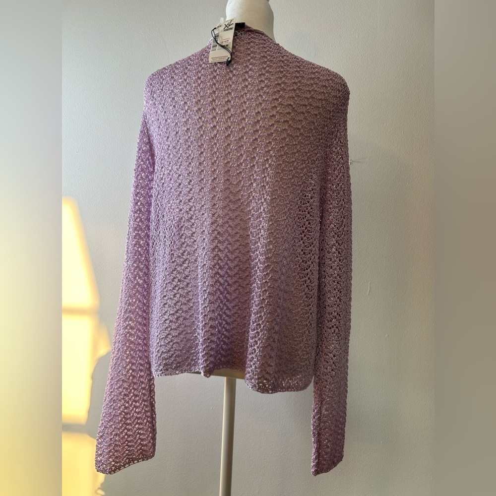NWT Sigrid Olsen Lilac open knit cardigan - Size Misses XL - Picture 8 of 13